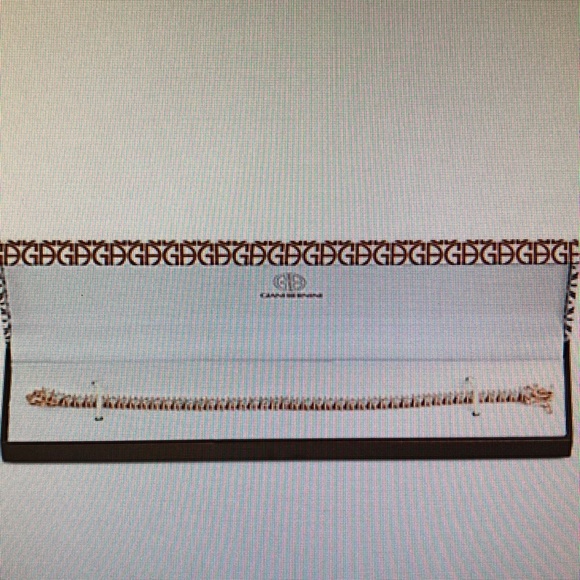 =NEW= LADIES DIAMOND ROSE 18k GOLD TENNIS BRACELET - Picture 2 of 5